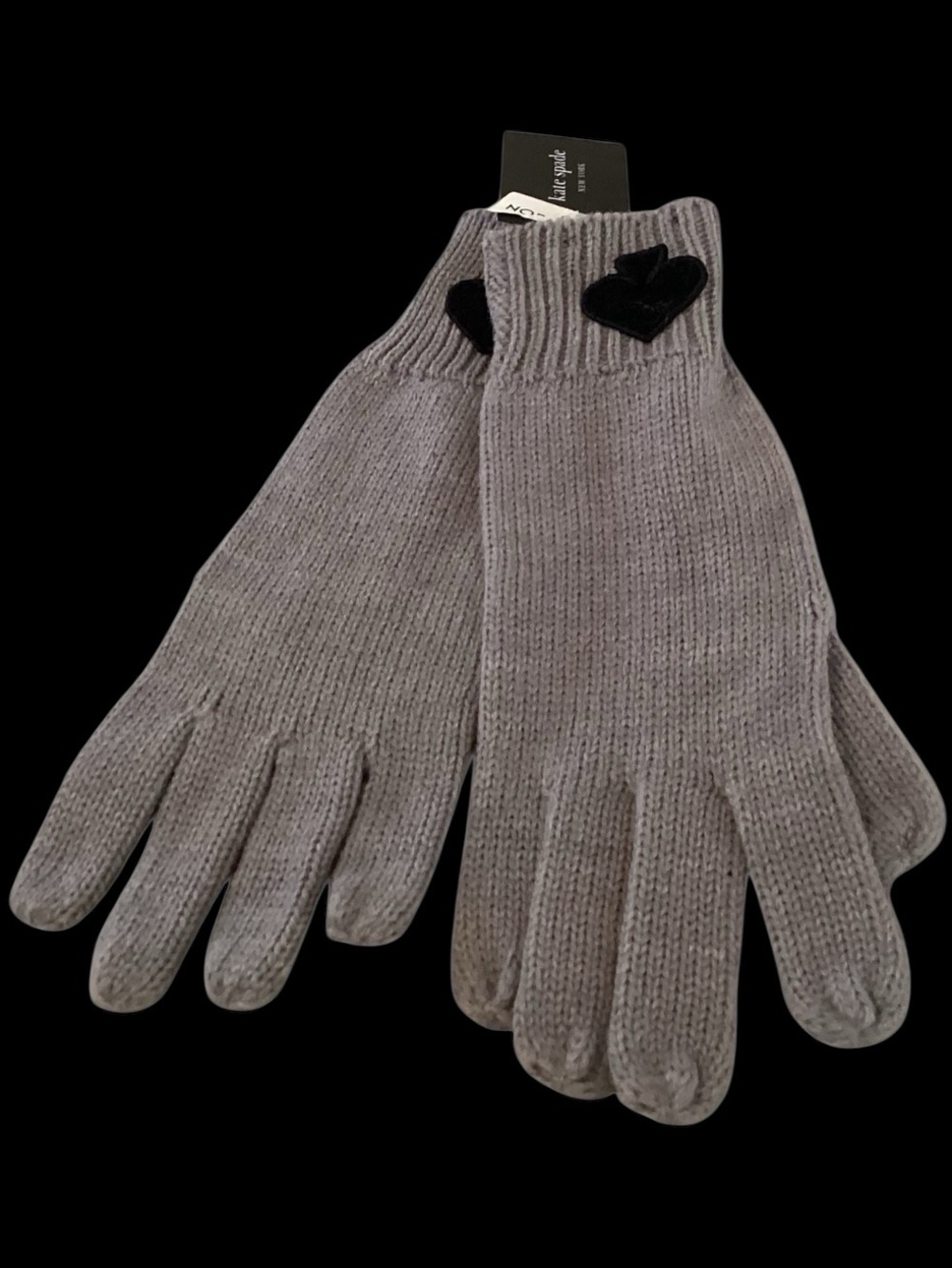 Kate Spade Women’s Flocked Spade Gloves, Grey, One size, New with tags
